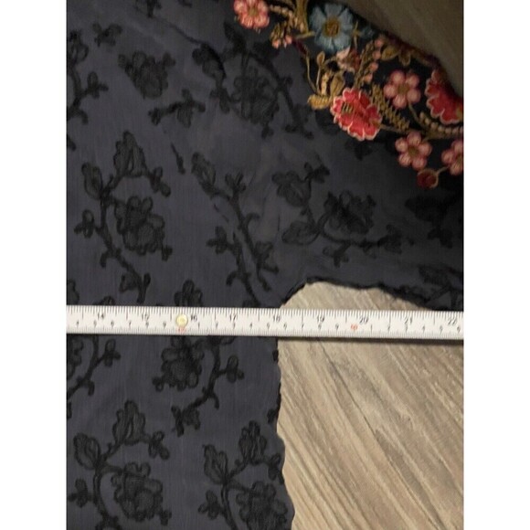 Sundance Long Sleeve Lace Top Embroidered Tie Front Sheer Size S Floral Blouse - Picture 8 of 10